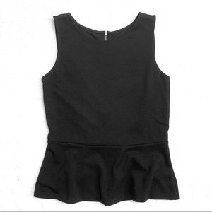 LOFT Black Sleeveless Peplum Top, Size XS Petite